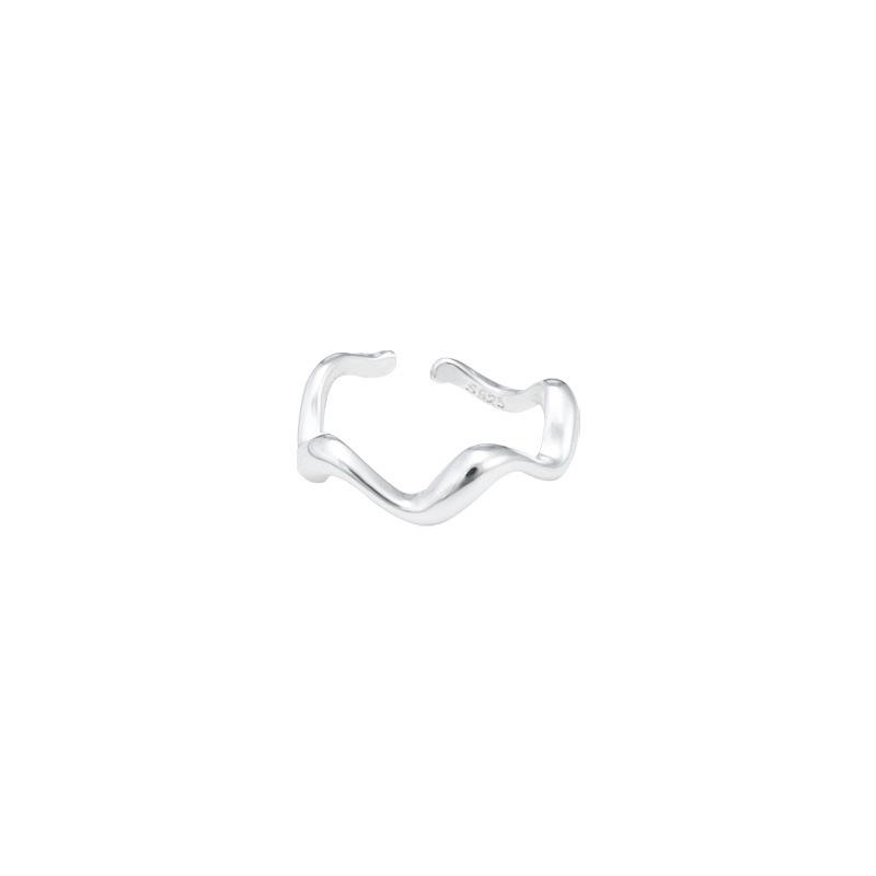 Korean Style Retro Heartbeat Wave Adjustable Ring for Women, Open Plain Band, Trendy Index Finger Accessory Open Adjustable