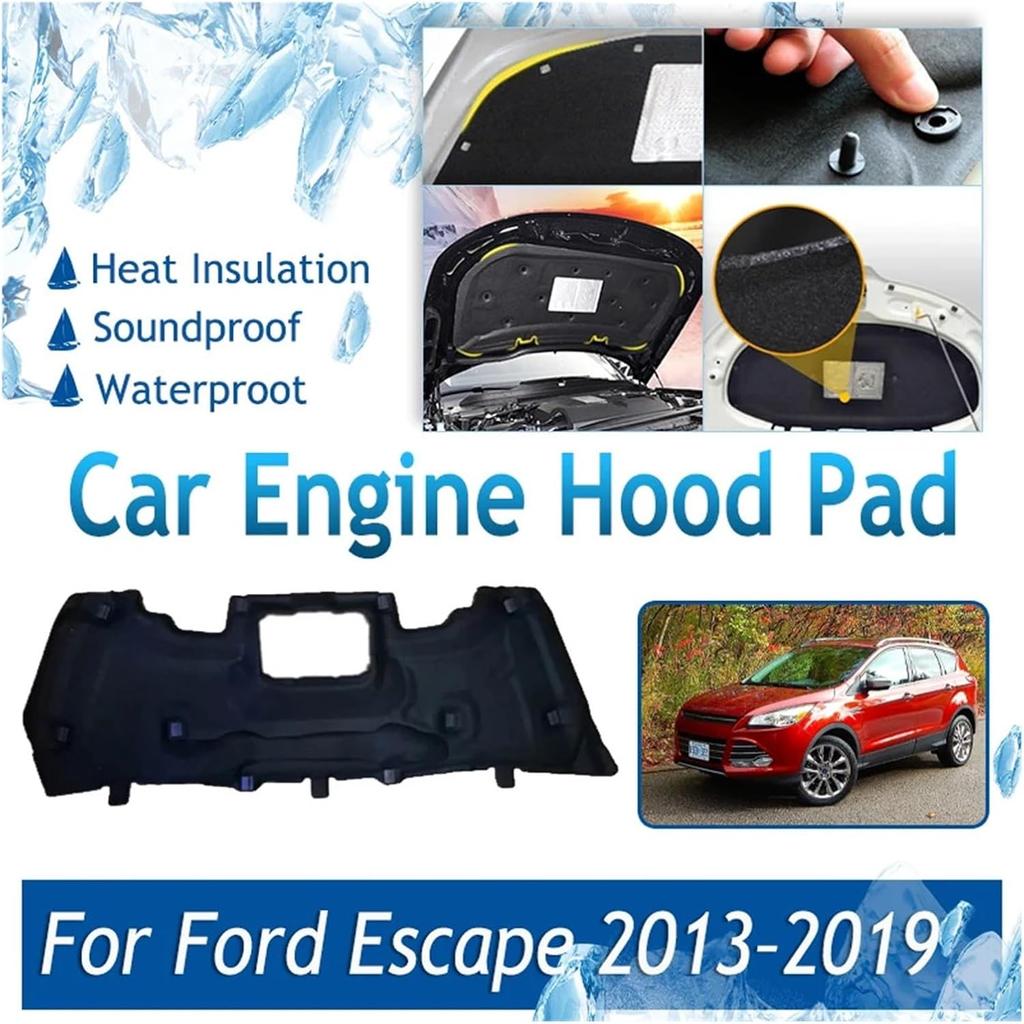 Compatible For Ford Escape Kuga 2013 2014 2015 2017 2018 2019 Car Engine Hood Pad Front Sound Insulation Covers Heat Shade Auto Accessories(Black B)