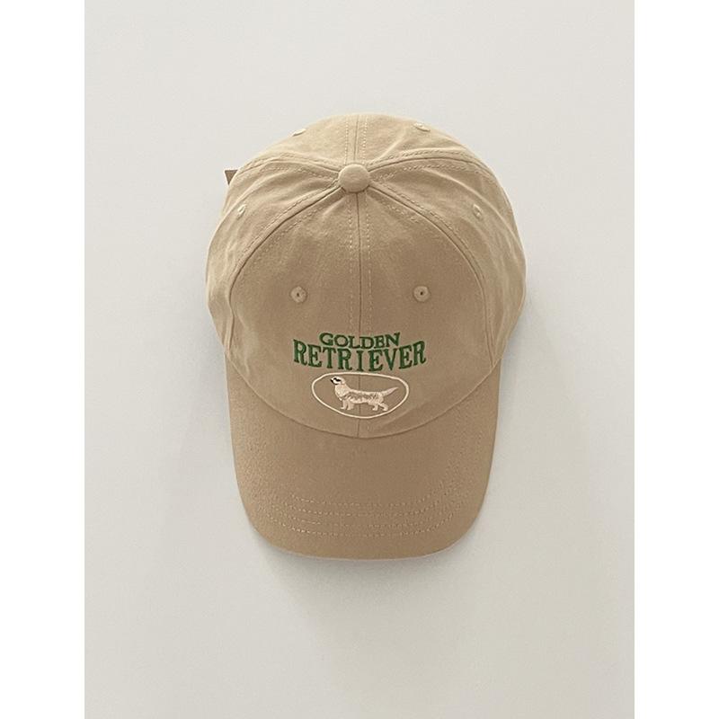 Cute Golden Retriever Embroidered Letters Baseball Cap for Women Soft Top Fur Cotton Couple Versatile Baseball Cap Showing Small Face