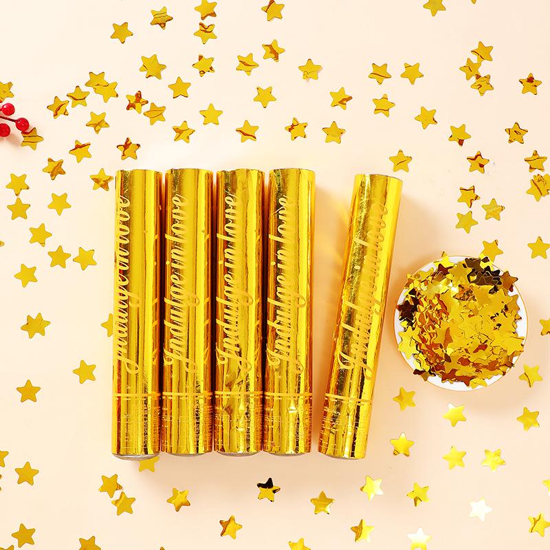 Silver Star Sequin Handheld Birthday Firecracker – Full Sky Stars Spray
