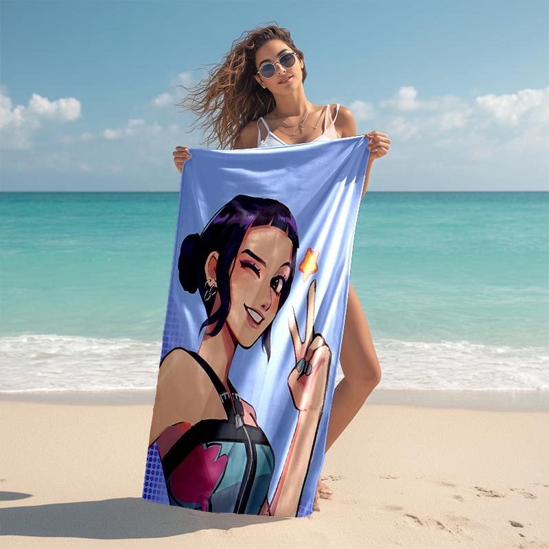 1pc KPop Demon Hunters ZOEY2 Beach Towel, Comfortable and Thick, and Swimming/Bath/Picnic/Camping Towel, Suitable for Seaside Beaches