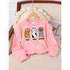 Girls' Soft Crewneck Sweatshirt Cute Cat Paw Rock Paper Scissors Print with Cute Creative Print, Casual All-Match for Fall Winter