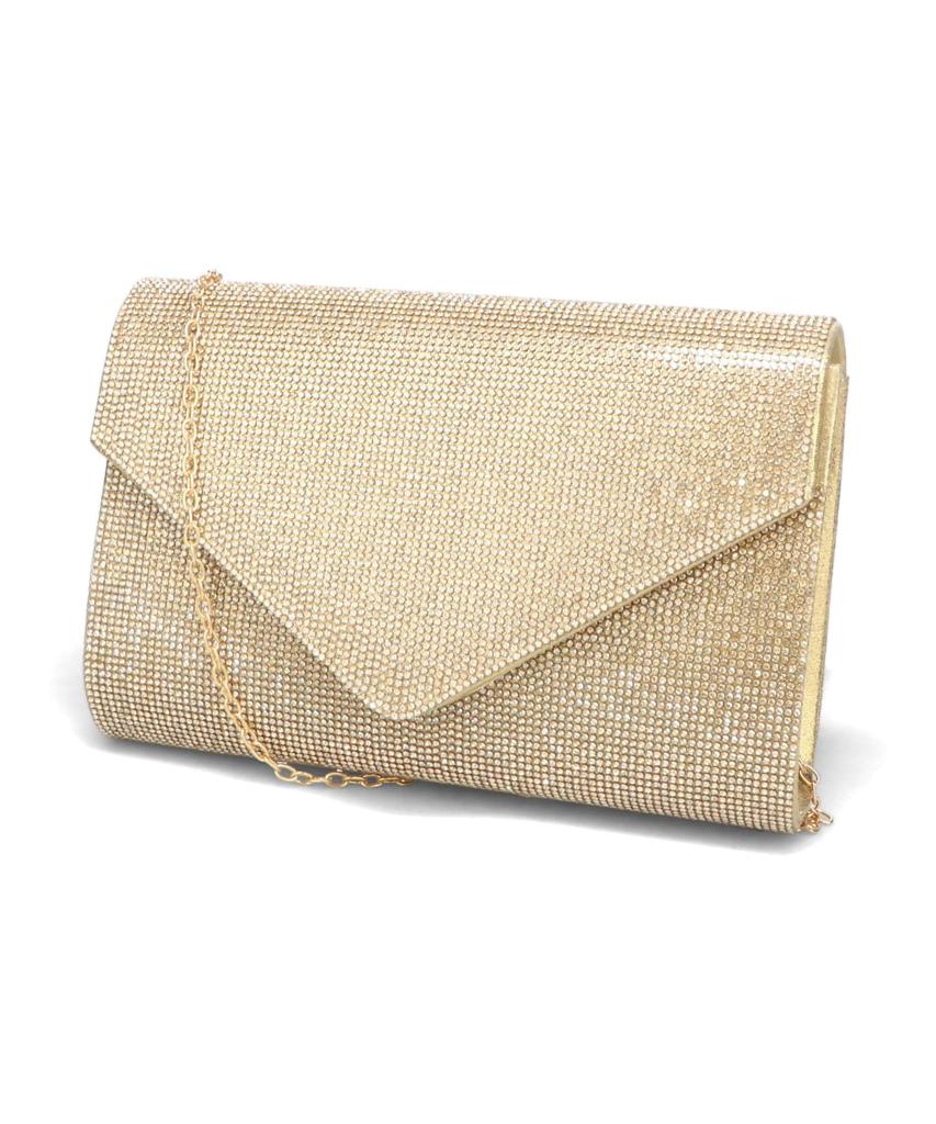 Clutch shoulder occasion with attached shoulder chain MOB021 GOLD [Oriental Traffic] bag, bag, bag, strap, strap, rhinestones, women's