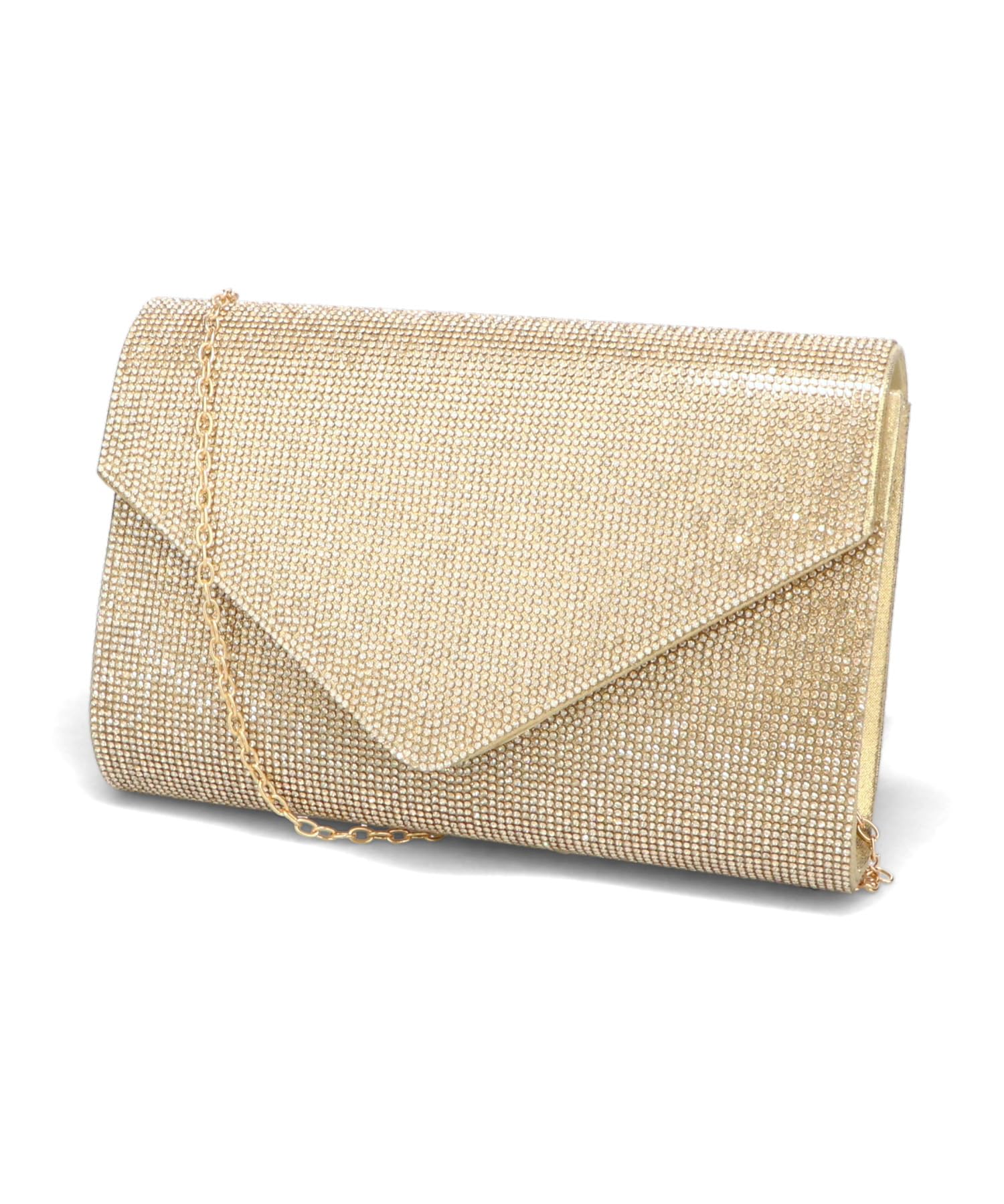 

Clutch shoulder occasion with attached shoulder chain MOB021 GOLD [Oriental Traffic] bag, bag, bag, strap, strap, rhinestones, women s золотий