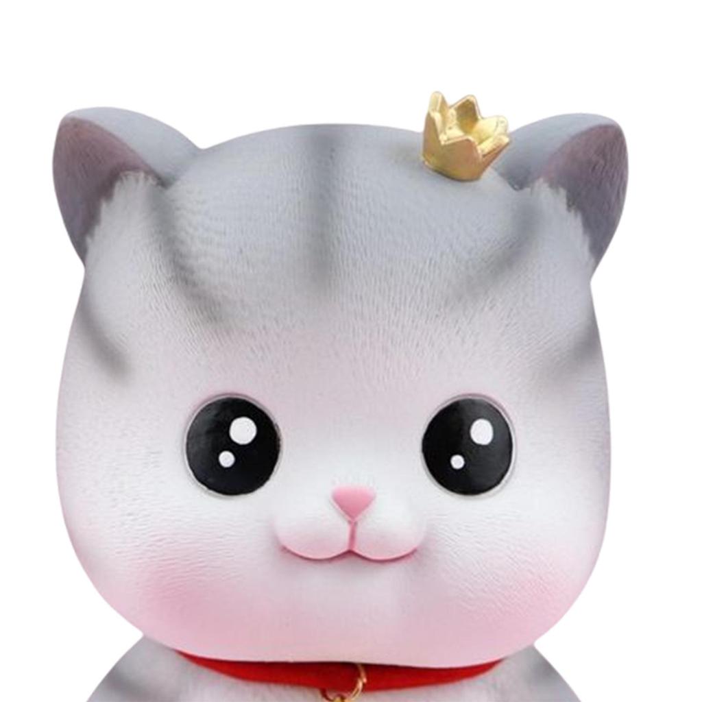 Cat Piggy Bank Statue Ornament Container Saving Box Figurine Sculpture for Desktop Bedroom Living Room Decoration Birthday Gift