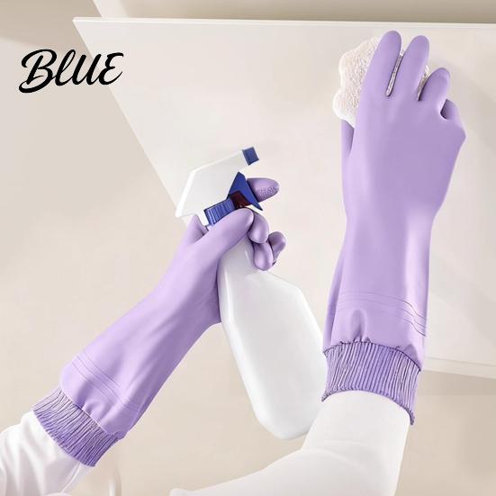 Thermal Kitchen Gloves Fleece Lined Dishwashing for Housework, Waterproof PVC Rubber Cleaning Gloves, Anti-slip Housework Grip Warm Velvet Lining