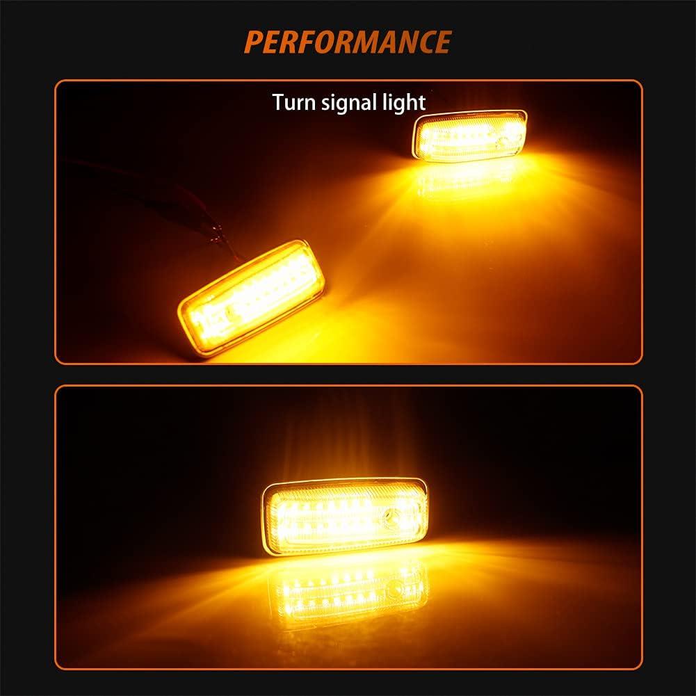 ADIIL Smoked Lens Sidemarker Dynamic Amber Lamps Sequential LED Front Side Marker Turn Signal Lights Assembly Compatible With 1986-2002 Mercedes W463