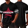Men's Casual V Neck Short Sleeve Sports Jersey Top with Independence Day Lettering Graphic Print Freedom Since July 4th Patriotic Design