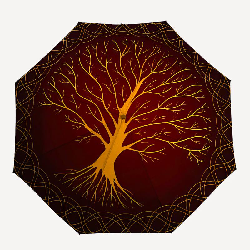 Golden Tree of Life  Umbrella, Portable 3-Fold Umbrella for Men & Women,Christmas Gift ES183