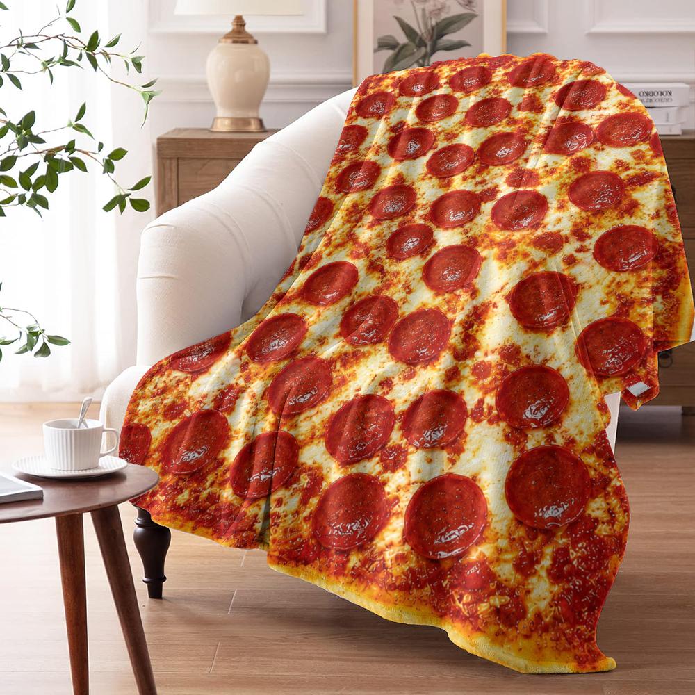 Pepperoni Pizza Throw Soft Flannel Throw Summer AC Blanket Lightweight Cool Nap Blanket for Sofa Bed Couch Travel