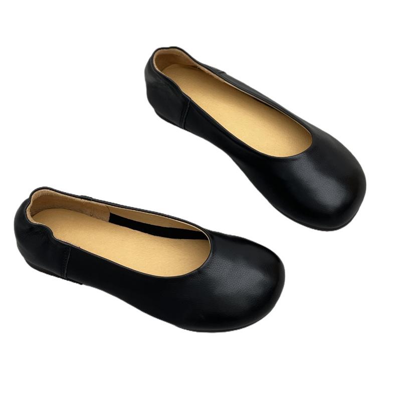 New Round Toe Shoes with A Shallow Opening for Commuting, Single-toe Shoes and Flat Women's Shoes
