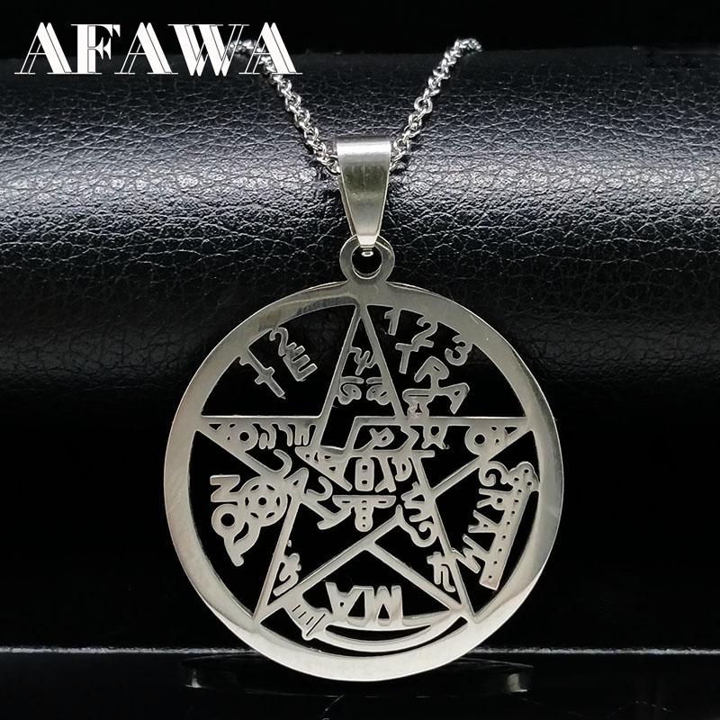 Je Tetragrammaton Hebräisches Pentagramm Edelstahl Halsketten für Männer Goldfarbe Männliche Kette Schmuck colar masculino N1163S
