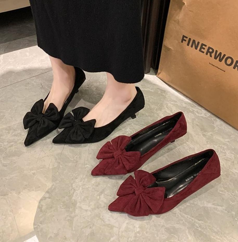 2025Spring Design Butterfly-knot Woman Pumps Pointed Toe Thin Heels Elegant Party Female Shoes Zapatos De Mujer