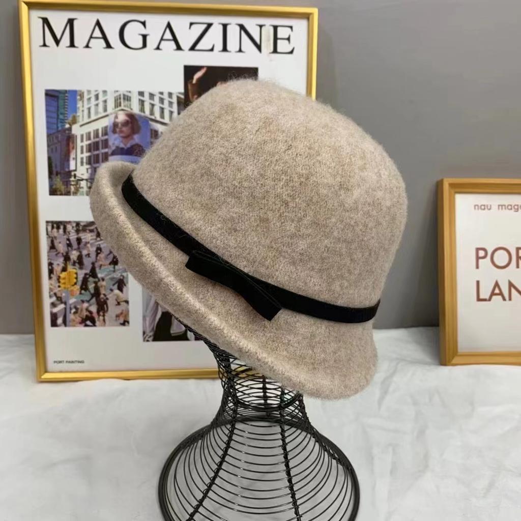 Crossed Edge Fisherman's Hat Children Autumn and Winter Wool British Retro Top Hat Versatile Basin Hat Tide