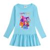 Kpop Monster Hunter Witch Korean Style Girls' Cartoon Ruffle Long Sleeve Mesh Princess Dress for Spring and Autumn.