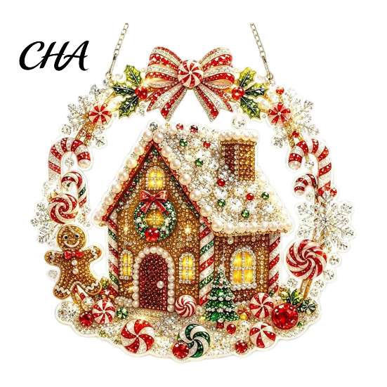 Seasonal Winter Room Decor Xmas Snowman Hanging Ornament, Round Acrylic Santa Reindeer Decorations for Home Christmas Door Sign Festive Window