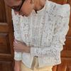 Europäischer & Amerikanischer Stil Froschknopf Spitzenshirt - Stehkragen, Taillenformend, Vielseitiges & Atmungsaktives Oberteil, 2025.