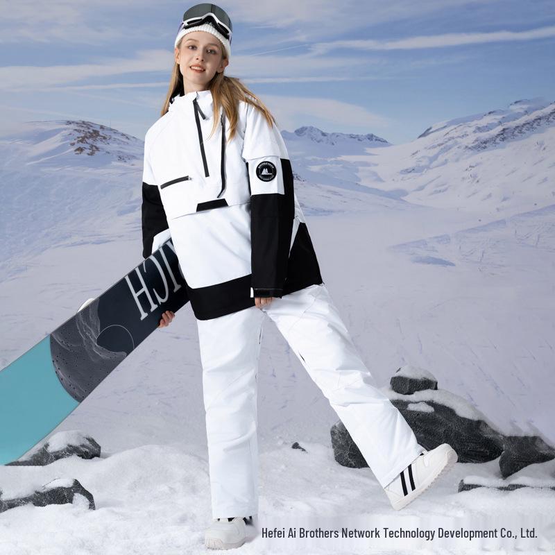 Couple's Ski Suit Set: Windproof, Waterproof, Warm, Breathable - Hoodie for Single/Double Board Skiing.