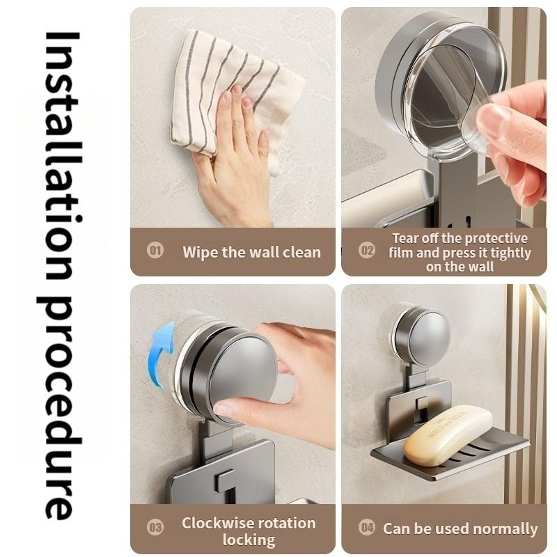 No-Drill Suction Cup Storage Rack Soap Storage Rack Toilet Drain Box Wall-mounted Bathroom Soap Storage Rack Household Soap Box