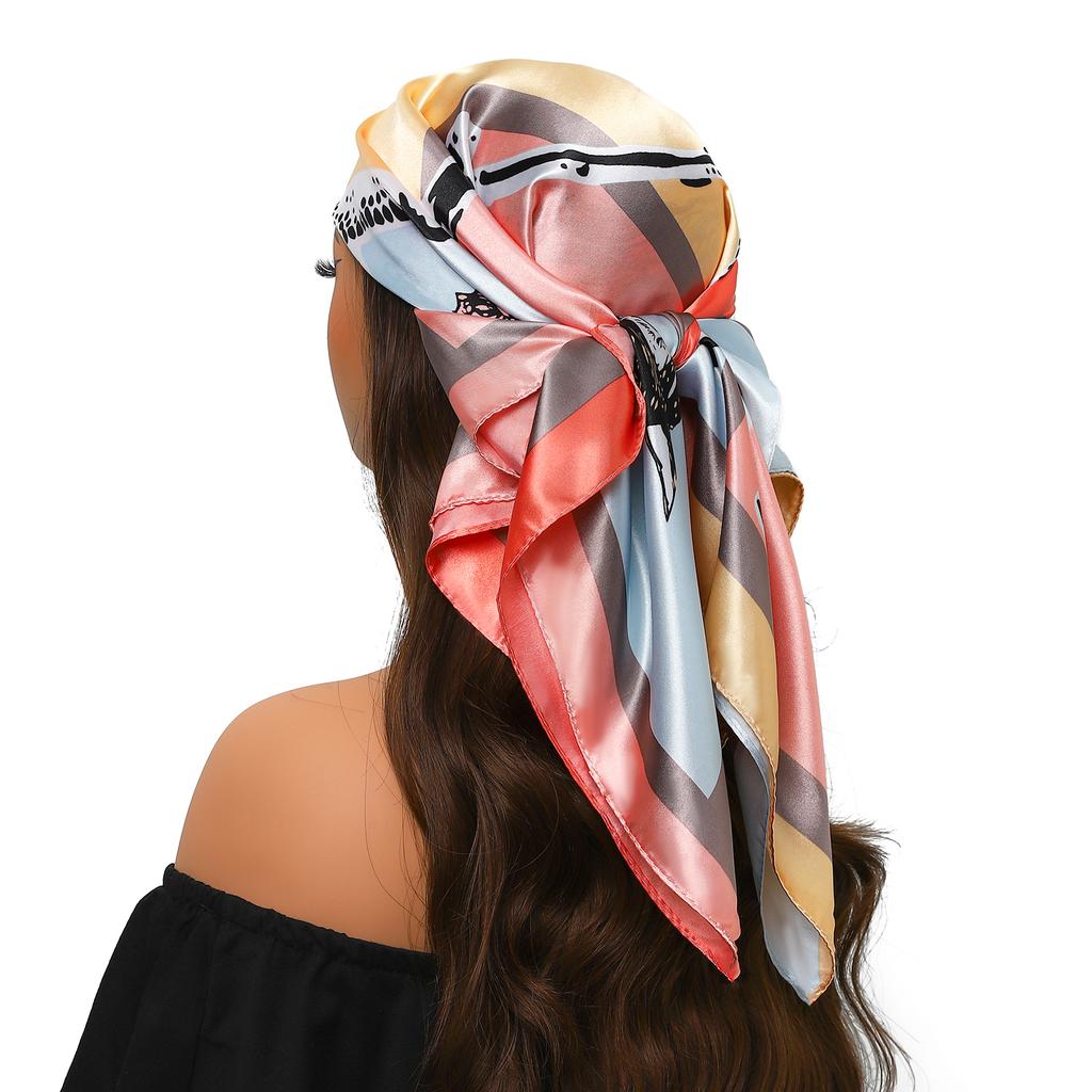 Silk Scarves Women Luxury Brand Summer Fashion Designer Head/Hair Scarf 90*90cm Hijab Bandana Cheveux Foulard Femme 90X90CM