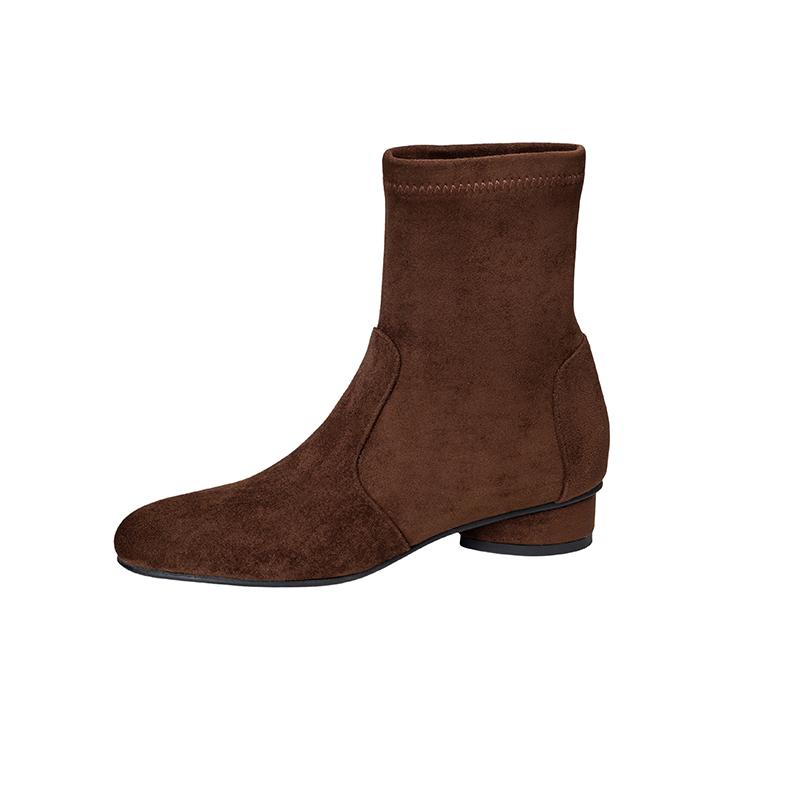 Women's Low-heeled Short Boots Autumn and Winter New Comfortable and Versatile Solid-color Thick-heeled Large-size Simple Short Boots