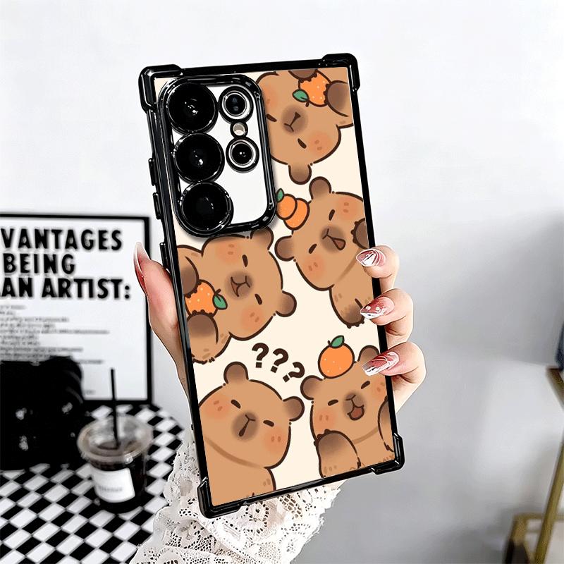 Funny Capybara Cartoon Cute Plating Phone Case For Samsung Galaxy S24 S25 FE S26 Edge S23 Ultra S22 S21 Plus S20 Anti-Fall Airab