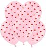 Balony Różowy W Czerwone Serduszka 30 Cm, 5 Szt.
