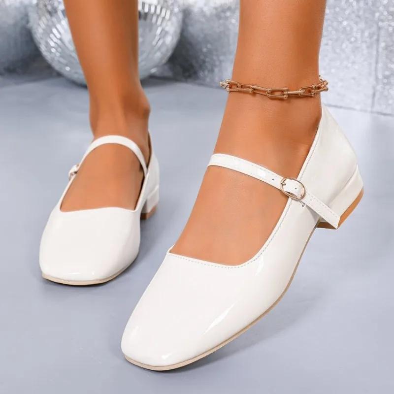 Módní Elegantní Boty Mary Janes na Nízkém Podpatku Dámské Pásky Bílé Lodičky na Podpatku Dámské Velká Velikost Kancelář Párty Svatba Boty Dámské Velká Velikost