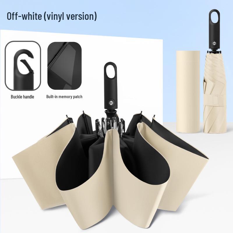 Memory Patch Three-Fold Automatic Umbrella: 8-Bone, Non-Folding, Dual-Use for Sun and Rain.