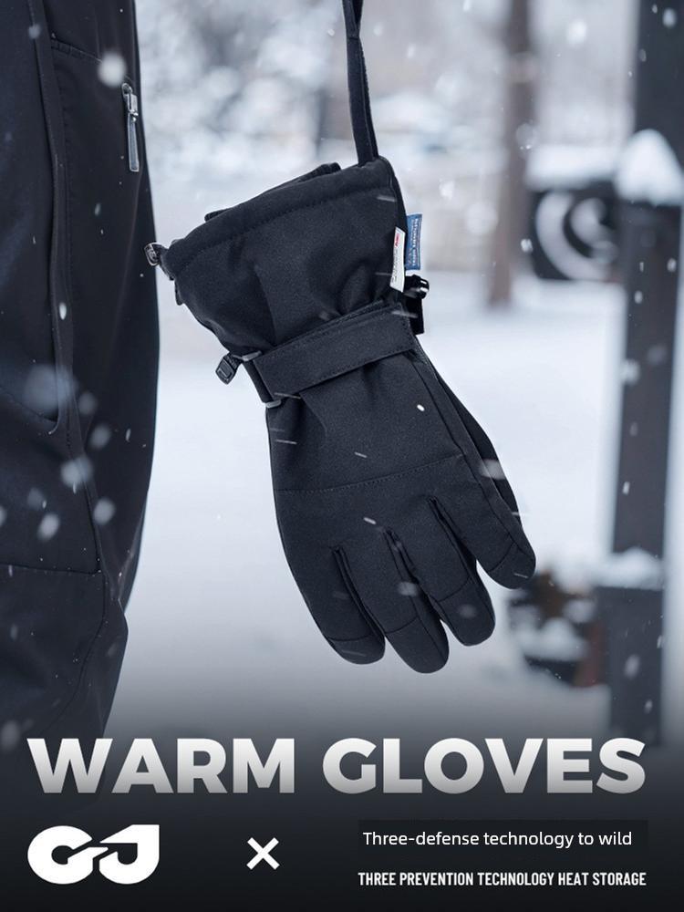 Ski Gloves Women Fleece-lined Thick Windproof Waterproof Outdoor Mountaineering Professional Men Winter Touch Screen Cycling Warm Gloves