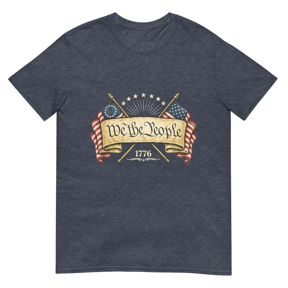 Patriotic Two Flags 1776 2026 We The People Tshirt