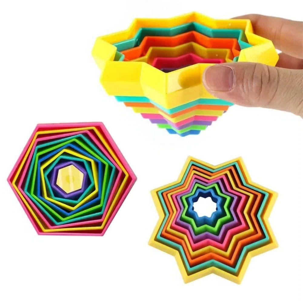 Magical Octagonal Star 3D Radish Tower Cube With Three Dimensional Deformation Blocks For Relieving Children'S Puzzle Stress