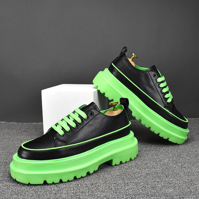 italian  designer platform shoes for men luxury fashion lace-up black white shoe party banquet genuine leather sneakers man