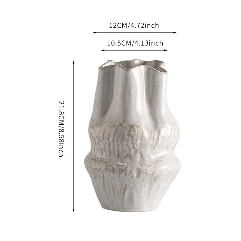 Wabi-sabi Modern Large European Ceramic Vase for Living Room or Dining Table Flower Arrangements