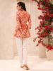 Lurex Orange Floral Printed V Neck Cotton Top