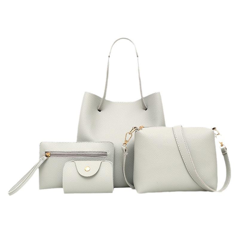 2024 Spring Lychee Grain Women's Fashion Large Handbag & Crossbody Bucket Bag Set