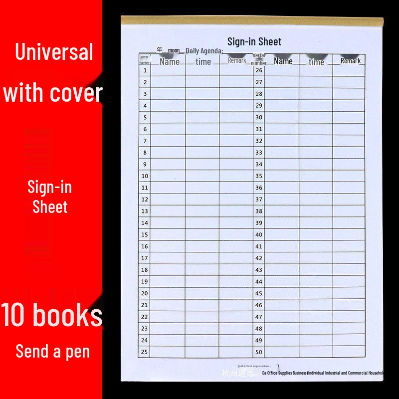 Sign-in & Attendance Book for Employees, Teachers, Students & Training Institutions