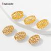 14K/18K Gold Plated Hollow Spacer Beads,Separator For Beads,Brass Oval Loose Beads DIY Needlework Bracelet Making Accessories