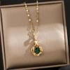 1 Pcs Luxury Cool Wind Green Gold Plated Copper Pendant With Stainless Steel Chain Combination Of Necklaces