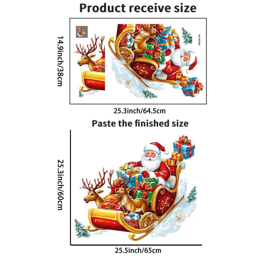 Christmas Reindeer Sleigh & Santa Claus Gift Wall Stickers for Home Decoration