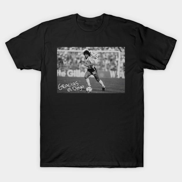 Men Black Print T-shirt Diego Maradona | Gracias | El Diego | Football No-Cut Transfer Paper Print Cotton Tshirt S чёрный