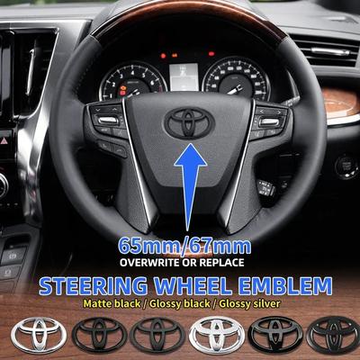 65mm 67mm Car Steering Wheel Badge Emblem Cover Logo Sticker for Toyota Cruiser Hilux Prius C-HR Auris Avensis Reiz RAV4 Yaris