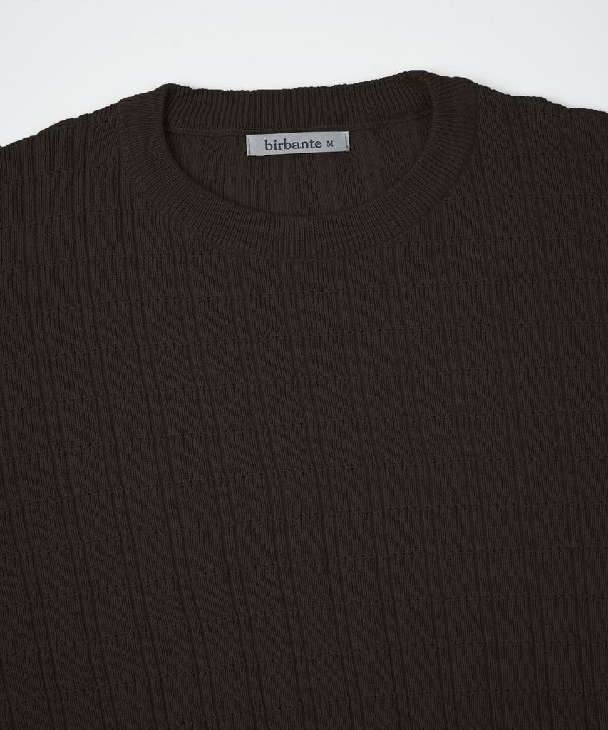 BIRBANTE Washable Cotton Square Round Knit - Dark Brown