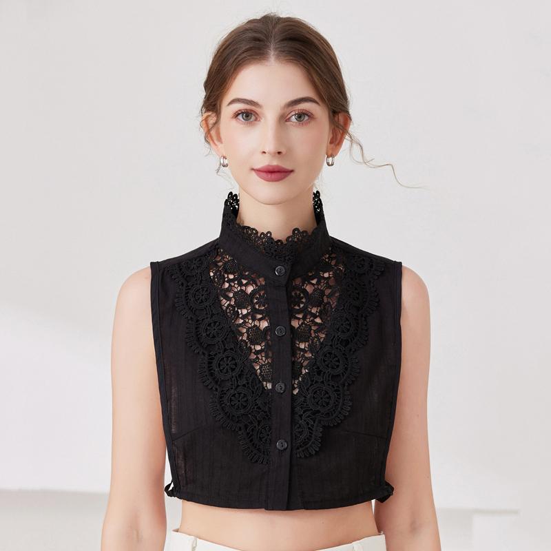 White Elegant High Collar Ruffle Detachable Pleated Fake Shirt Collar Half Shirt Blouse Collar For Women Girl Sweater Supplies