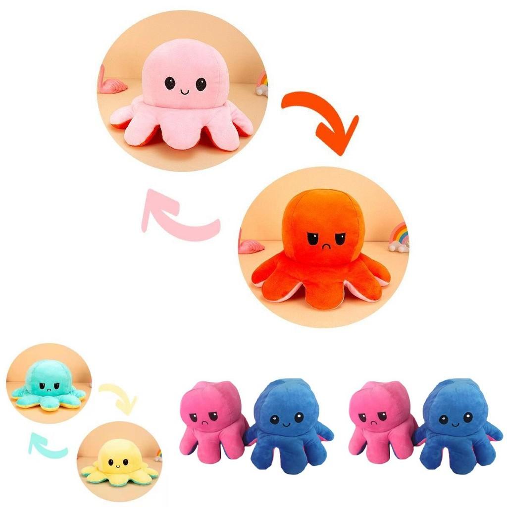 Entzückendes zweiseitiges Wende-Oktopus-Stofftier für Kinder mit weicher Textur