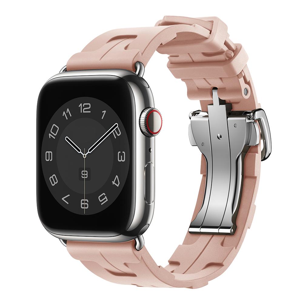 Original Soft Rubber Strap for Apple Watch Band 49mm 45mm 41mm 44mm 42mm 38mm Metal Buckle Bracelet for IWatch