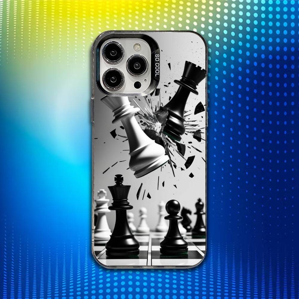Chess B-Board Phone Case For iPhone 16,15,14,13,12,11,Mini,Pro,SE,MAX White Matte Shockproof Cover