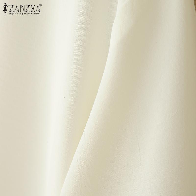ZANZEA Women Casual Round Neck Loose Long Sleeve Plain Blouse