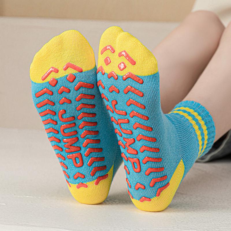 Children's Non-Slip Mid-Calf Socks for Trampolines, Yoga, and Early Walking