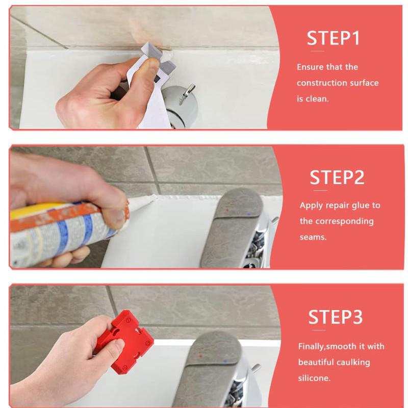 Multi-functional Caulking Tool Set with Stainless Steel Scraper and Grouting Ball for Sealant and Tile Joint Cleaning